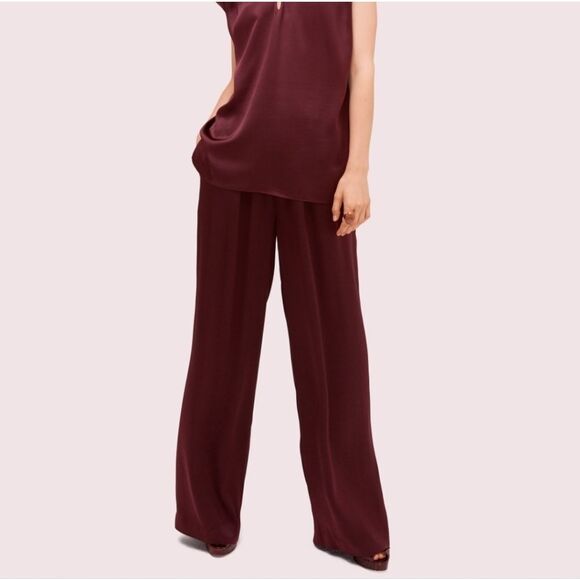 Kate Spade Candied Fig Satin Pant Maroon - Picture 1 of 8